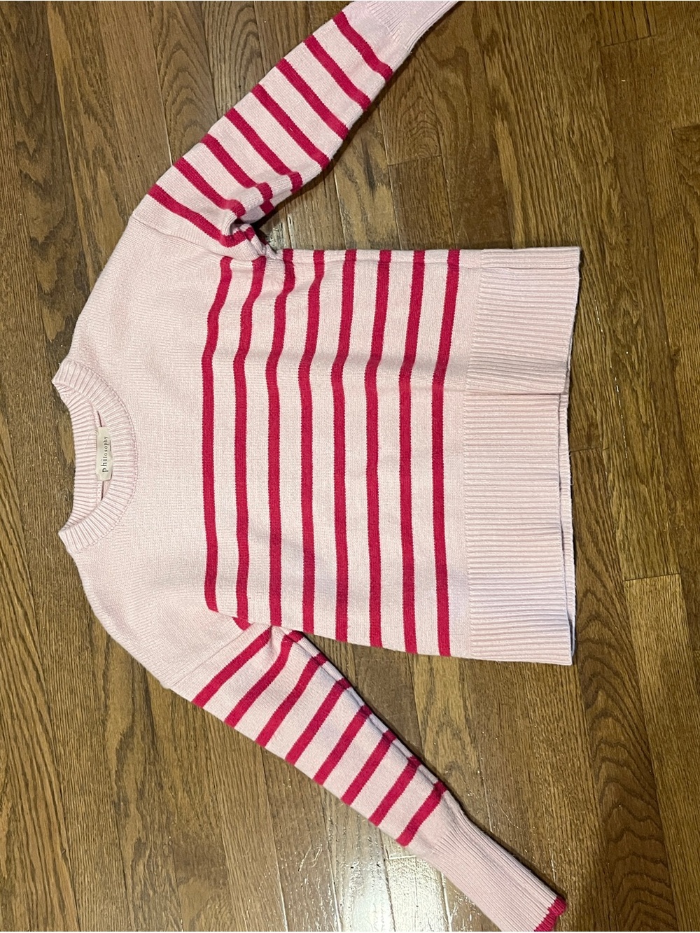 Womens' Pink & Hot Pink Stripedi Crewneck Sweater